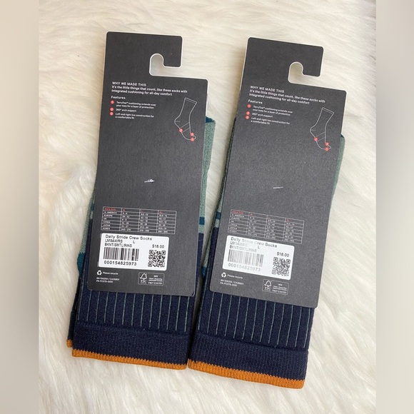 2 X Lululemon Men Daily Stride Crew Socks BKNT/SMTL/RINS L Large New - Picture 2 of 2